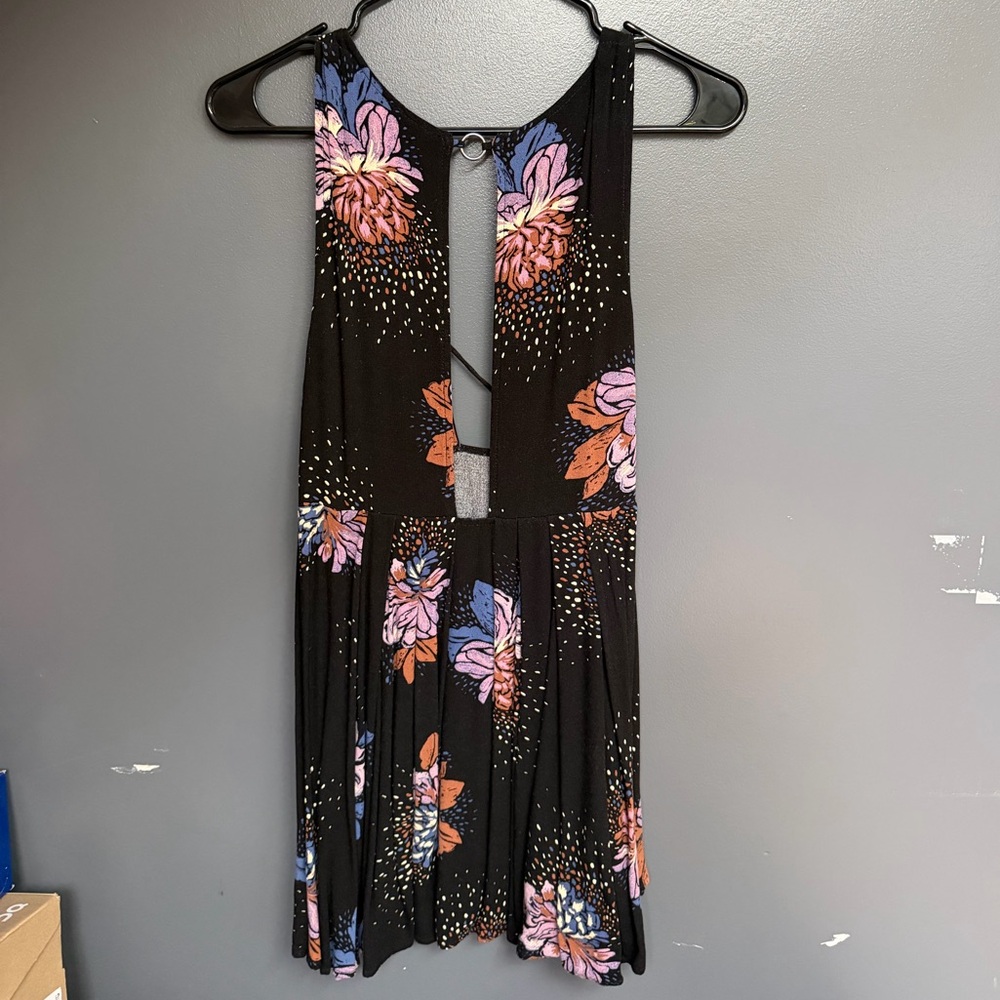 Free People All Dolled Up Floral Open Back Mini Dress XS